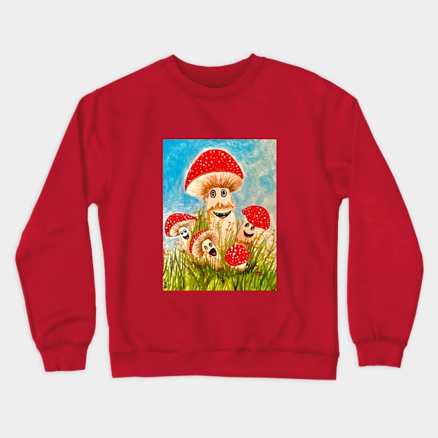 Mushroom family Crewneck Sweatshirt by The artist of light in the darkness 